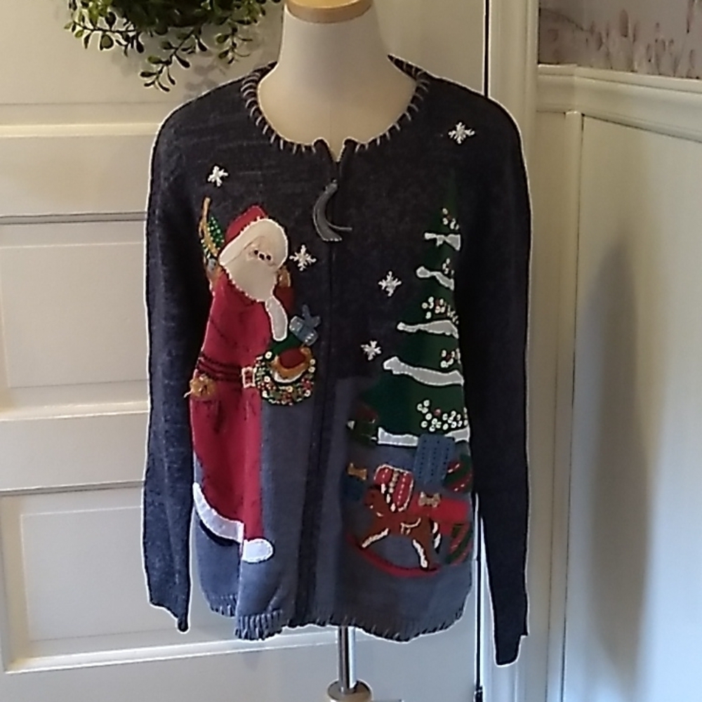 Vintage 2003 Heirloom Collections medium Christmas Cardigan sweater